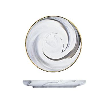 Imagem de Prato de serviço pratos de jantar de porcelana 25,4 cm, pratos redondos de cerâmica de mármore Phnom Penh para festas internas e externas pratos de bife e aperitivo (tamanho: 25,5 cm)