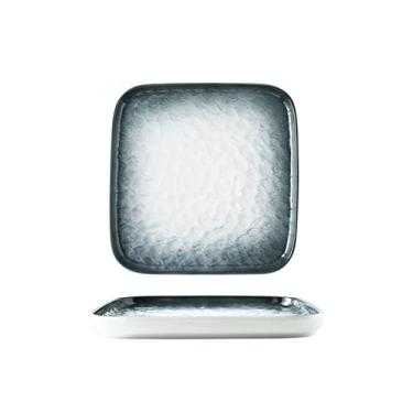 Imagem de Prato de serviço, pratos de jantar, padrão de pedra quadrada, prato de jantar de cerâmica, sobremesa doméstica, pratos de porcelana, prato grande de 25 cm, pratos seguros para micro-ondas e