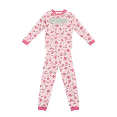 Imagem de Pijama infantil menina escrita brilha no escuro Brandili