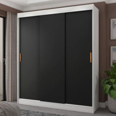 Imagem de Guarda-Roupa Casal Capri 3 Portas 4 Gavetas Flex Branco/Preto - Fellicci