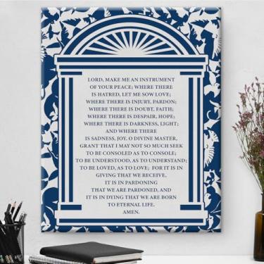 Imagem de Arte de parede em tela com versículo bíblico, escritura cristã, oração de São Francisco, pôster impresso, imagem religiosa de pássaros azuis de meados do século, decoração católica emoldurada para
