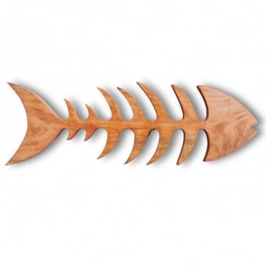 Imagem de Quadro Espinha de Peixe em Madeira Maciça Decoração de Praia Parede Artesanal Casa Sala Quarto Rústico 70x24 centímetros