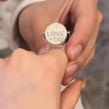 Imagem de 1 anel giratório criativo de confissão amor, fonte reflexiva, presente para namorada, namorado, anel romântico
