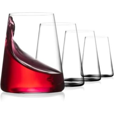 Imagem de BENETI Conjunto de 4 taças de vinho sem haste feitas na Alemanha | Taça de vinho premium sem haste de 500 ml | Copos de cristal para vinho tinto e branco, copos modernos e duráveis