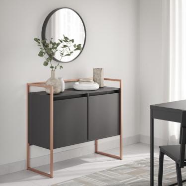 Imagem de Aparador Buffet 2 Portas Industrial Roma Preto Cobre