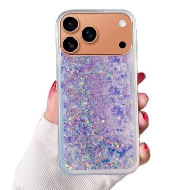 Imagem de Rnrieyta Miagon Capa traseira de areia movediça com efeito luminoso em movimento para iPhone 17 Pro, brilho noctilucente que brilha no escuro brilhante líquido transparente