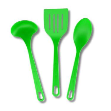 Imagem de Conjunto Colher Concha Espátula De Nylon Verde Resistente - Moara