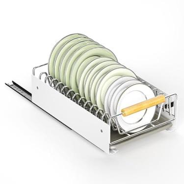 Imagem de Escorredor de Louças Puxável Inox Com Bandeja e Porta Talher 12 Pratos, Pratos Talhere Organizador Cozinha Aço inoxidável Antiferrugem, Organização Casa e Cozinha Suspenso (Branco, 40cm)