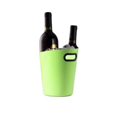 Imagem de Novo balde de gelo inclinado de aço inoxidável, balde de champanhe estilo europeu, balde de gelo bar Ktv, ornamentos decorativos de balde de cerveja para casa (verde pérola)