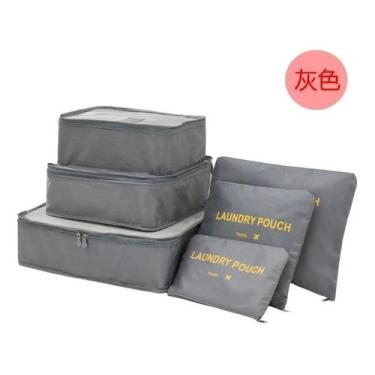 Imagem de Kit 6 Peças Necessaire Organizadora Mala Viagem Travel Bag - B2T, Cinz