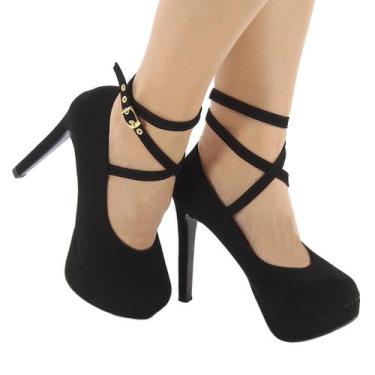 Imagem de Sandália meia pata salto 12cm fino preto er228 sapato feminino - EMILI