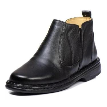 Imagem de Bota Masculina Cano Curto Couro Confortável Lisa - Campero, Preto, 41