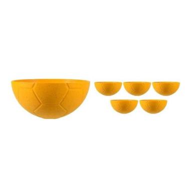 Imagem de Kit 6 Petisqueira Futebol Fibra Madeira Amarelo 240Ml - Bb Store