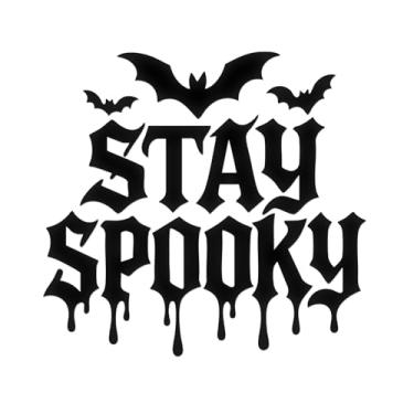 Imagem de Sem fundo - Adesivo de carro à prova d'água de Stay Spooky estilo gótico decalques de carro com morcegos perfeitos para entusiastas de Halloween e terror (preto, 14 x 12 cm) |K17842BL