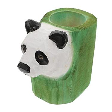 Imagem de Porta-lápis de madeira, porta-canetas, formato de panda, copo, caneta, mesa, lápis, maquiagem, pincel, recipiente, organizador de artigos de mesa para decoração de escritório em casa, ornamentos