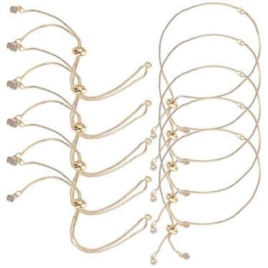 Imagem de Pulseiras decorativas de metal ajustáveis para mulheres, 10 peças, joias geométricas para pulso, tom dourado com detalhes em strass, minimalista, chique, pulseiras para uso diário