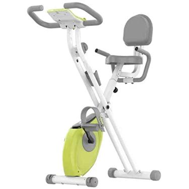 Imagem de JYXYXSCP Bicicleta ergométrica dobrável, vertical magnética para uso interno, para academia em casa e treino cardiovascular, assento de elevação de 7 velocidades, resistência de 8 níveis (a)