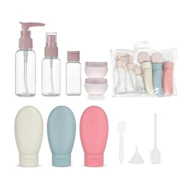 Imagem de Kit de Viagem com Frascos Recarregáveis, Silicone e Plástico, Para Shampoo, Condicionador, Sabonete Líquido, Creme, Cosméticos
