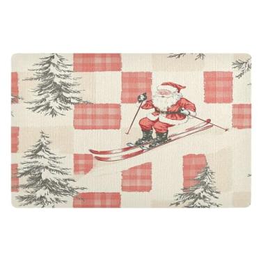 Imagem de SEHANY Tapete de porta de inverno Papai Noel Natal para todos os climas, impermeável, secagem rápida, bem-vindo, tapete de entrada antiderrapante, tapete decorativo de poliéster para entrada, varanda