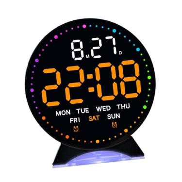 Imagem de WeiLaiKeQi Despertador de cabeceira multifuncional para decoração de casa, relógio digital silencioso com visor LED para cozinha, crianças, adultos e escritório, Laranja Preto