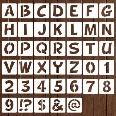 Imagem de Mabor 40 estênceis reutilizáveis de letras de 10 cm, modelos de números do alfabeto de plástico PET para pintura em madeira, parede, tecido, decoração DIY