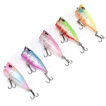 Imagem de ZJchao Kit de Iscas de Pesca Topwater Popper, Iscas de Pesca Topwater Popper de Artificial 5 Peças de Plástico Mini Flutuante Artificial de Acessório de Equipamento de Peixe