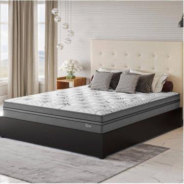 Imagem de Conjunto Cama Box Queen Zoe Com Molas Ensacadas  158x198x62,4cm Cinza