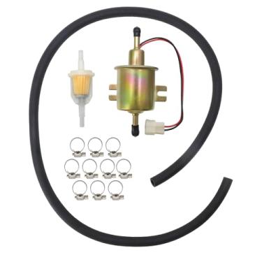 Imagem de Kit de bomba de combustível elétrica universal para todos os carros, caminhões, barcos, carburador, cortador de grama, DC 12V (3-6PSI) bomba de combustível elétrica + 2 metros/6,56 pés 5/40.6 cm ID
