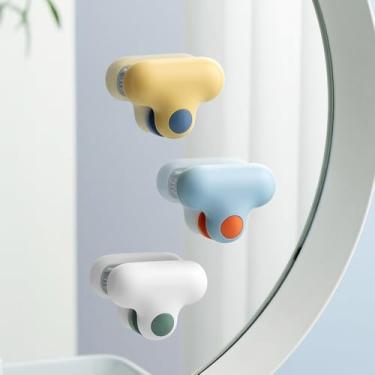 Imagem de Limpador de vidro e rodo com ventosa 2 em 1, ferramenta de limpeza de espelho e janela com armazenamento de parede, conjunto de 1 peça para banheiro e cozinha (branco)