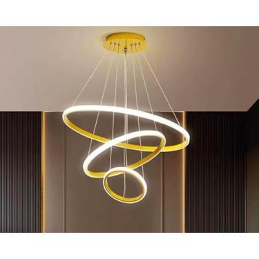 Imagem de BEMMY Lustre Pendente de Alumínio 66W com Luz de 3 Cores, Luminária De Teto(20+40+60CM) (85-265V)