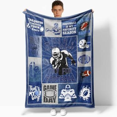 Imagem de Cobertor de flanela de futebol de 127 cm x 101 cm, cobertor de lã de ovelha com tema esportivo para crianças, meninos, meninas, jogo de rúgbi, cobertor de pelúcia para todas as estações, quente