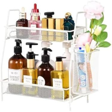 Imagem de Cesta aramada de dois andares para organizar diversos itens, pratica