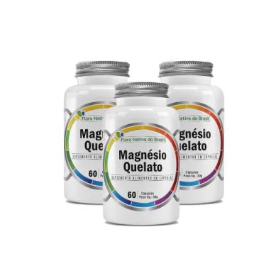 Imagem de Kit 3 Magnésio Quelato 260mg 3x60 cps Flora Nativa - Flora Nativa do B
