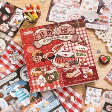 Imagem de Livro de adesivos estilo mangá japonês, série de memórias românticas -800+ de Catoon Food Style Material Handbook, adesivos de notas para álbum de recortes DIY (scrapbook de comida)