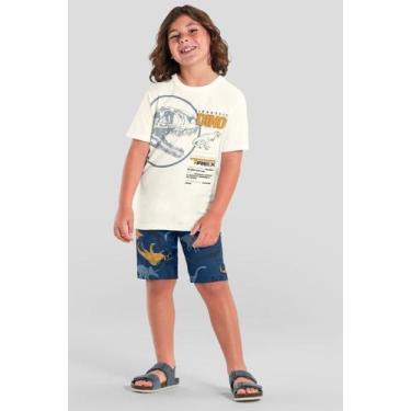 Imagem de Conjunto infantil menino dino em puff Brandili, Natural, 10
