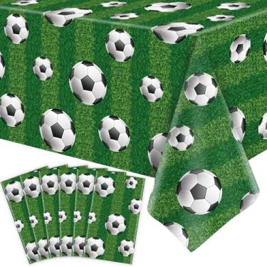 Imagem de Pacote com 6 toalhas de mesa de futebol para festa de futebol, toalha de mesa esportiva, retangular, de plástico, tema esportivo, capas de mesa para festas, decorações de aniversário, para meninos