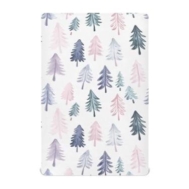 Imagem de SEHANY Lençóis de berço de árvore de Natal para meninos e meninas, de microfibra macia, respirável, 71 x 132 cm, lençol com elástico para berço padrão e colchão infantil