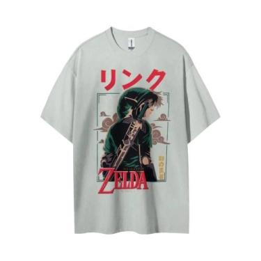 Imagem de Camiseta Masculina Preta E Verde Hero of Time Zelda Link Em Algodão Co
