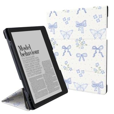 Imagem de Idocolors Capa de suporte para Kindle Scribe - Capa de couro Tri-Folio com suporte para caneta, hibernar/despertar automático - compatível com Kindle Scribe de 10,2 polegadas (versão 2022/2024), laços