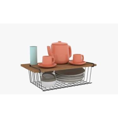 Imagem de Cesto Suspenso Organizador Armário Cozinha 100% Aço Grande - DiCarlo, 