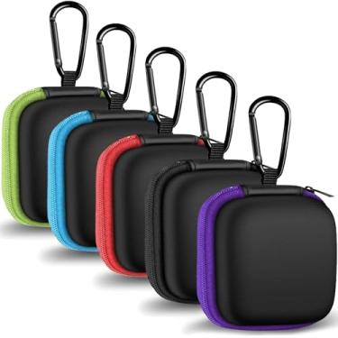 Imagem de MOLOVA Capa para fone de ouvido portátil EVA bolsa de armazenamento de acessórios para celular organizador com mosquetão para fones de ouvido com fio/sem fio, cartão de memória SD, chips de câmera