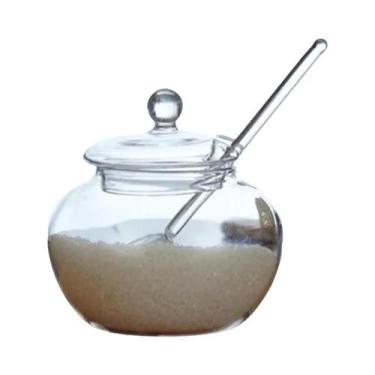 Imagem de Pote De Açúcar De Vidro Transparente De 350ML Com Tampa, Colher E Mist