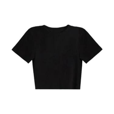 Imagem de Camiseta Feminina Básica De Manga Curta, Verão 2026, Casual, Preto E B