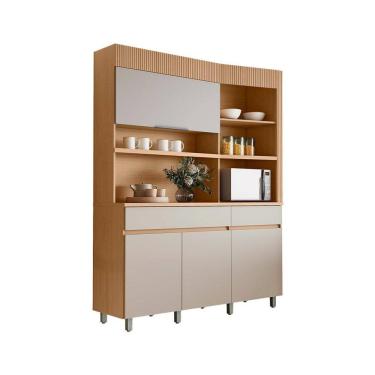 Imagem de Cozinha Compacta Realeza 100% MDF 4 Portas 2 Gavetas Carvalho e Greice