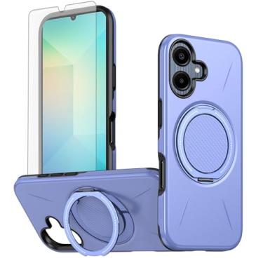 Imagem de Asuwish Capa de celular para Samsung Galaxy A06/A07 capa magnética com protetor de tela de vidro temperado e silicone à prova de choque híbrido suporte anel rígido AO6 5G/AO7 4G A 06 07 LTE mulheres