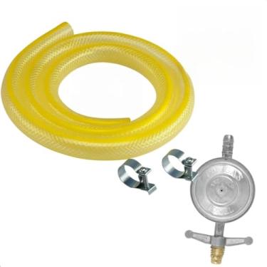 Imagem de Kit Gás: Mangueira 3 Metros 7K Multiuso + Registro Regulador De Gás 2 Braçadeiras P/Instalação Botijão Fogão Glp