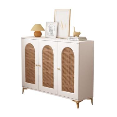 Imagem de Armário de sapatos com porta, armário de armazenamento de madeira de 6 andares, porta de armário de vime, respirável, estreita, sapateira, prateleira espessa para guardar tênis, salto alto e chinelos