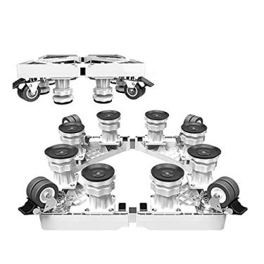 Imagem de Ajustável para móveis, carrinho de rodinhas resistente com 4 rodízios de bloqueio, plataforma universal para lavadora e secadora (cor: branco, tamanho: 8 pernas)