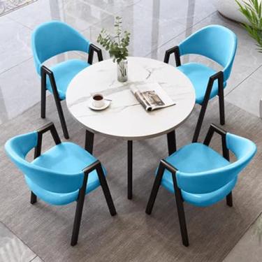 Imagem de Conjunto de mesa redonda e cadeira de clube de recepção de escritório, mesa de negociação, pequenas mesas de conferência, conjunto de mesa de jantar de cozinha de café, para sala de recepção, sala de
