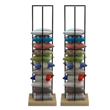 Imagem de Cabide empilhável para travesseiro, almofadas quadradas para exibição de hotel/quarto/lavanderia/boutiques, economia de espaço e grande capacidade (conjunto de 2)